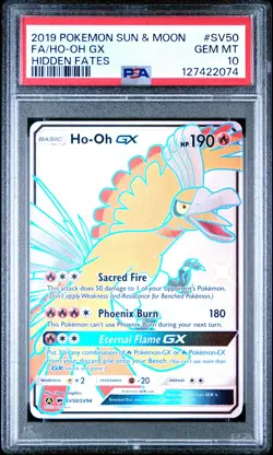 2019 POKEMON SUN & MOON HIDDEN FATES #SV50 FULL ART/HO-OH GX PSA 10 - Image 1