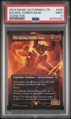 2023 MTG TALES OF MIDDLE-EARTH SCENE-FOIL #405 THE BALROG, DURIN'S BANE PSA 9 - Image 1