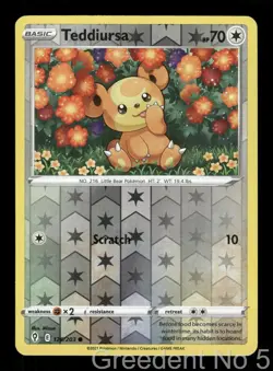 Teddiursa 126/203 Common Evolving Skies Pokemon Reverse Holo Lightly Played - Image 1