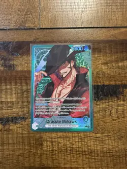 One Piece OP14 The Azure Sea’s Seven - Dracule Mihawk OP14-020 Leader Alt Art - Image 1