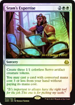 Sram's Expertise - Foil - Prerelease Promo Light Play, English Magic the Gatheri - Image 1