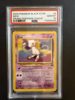 Pokemon Black Star Mew Promo-Pokemon League #8 2000 PSA 10 Gem - Image 1
