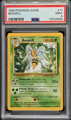1999 POKEMON BASE SET UNLIMITED #17 BEEDRILL PSA 9 - Image 1
