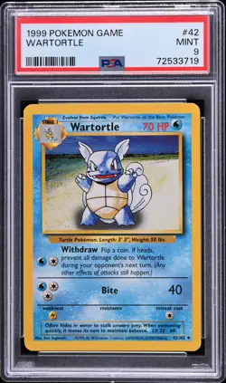 1999 POKEMON BASE SET UNLIMITED #42 WARTORTLE PSA 9 - Image 1
