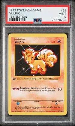1999 POKEMON BASE SET 1ST EDITION #68 VULPIX PSA 9 - Image 1