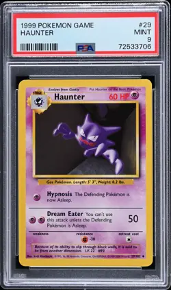 1999 POKEMON BASE SET UNLIMITED #29 HAUNTER PSA 9 - Image 1