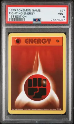 1999 POKEMON BASE SET 1ST EDITION #97 FIGHTING ENERGY PSA 9 - Image 1