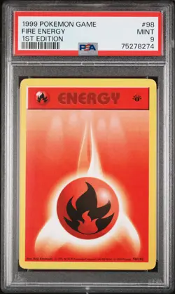 1999 POKEMON BASE SET 1ST EDITION #98 FIRE ENERGY PSA 9 - Image 1