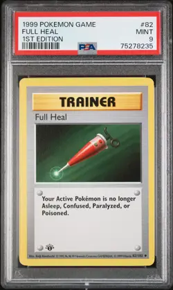 1999 POKEMON BASE SET 1ST EDITION #82 FULL HEAL PSA 9 - Image 1