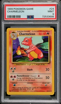 1999 POKEMON BASE SET UNLIMITED #24 CHARMELEON PSA 9 - Image 1