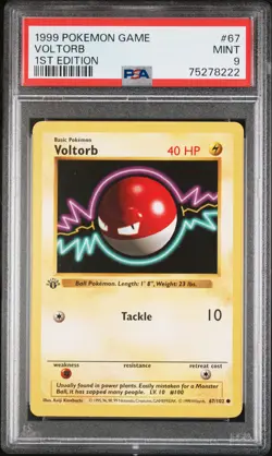 1999 POKEMON BASE SET 1ST EDITION #67 VOLTORB PSA 9 - Image 1