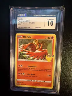CGC 10 GEM MINT Ho-Oh 2021 Celebrations 001/025 Holo Pokemon Card - Image 1