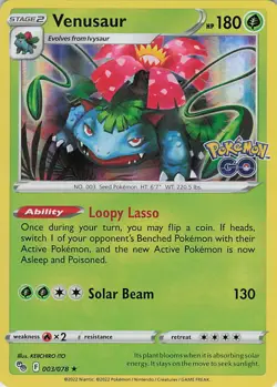 Venusaur Holo Holo Rare Pokemon GO 003/078 NM - Image 1