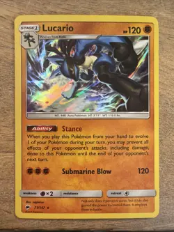 Lucario 71/147 Burning Shadows Holo Rare Pokemon TCG Lightly Played - Image 1