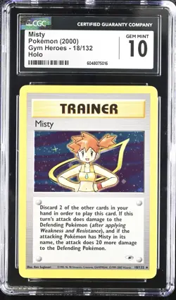 CGC 10 GEM MINT Misty 2000 Gym Heroes 18/132 Holo Pokemon Card - Image 1