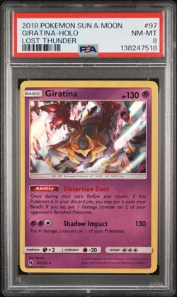 2018 Pokemon Sun & Moon Lost Thunder Giratina Holo #97 PSA 8 NM-Mint - Image 1