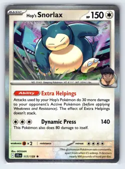 Hop's Snorlax 117/159 Rare Journey Together Pokemon Holo Near Mint - Image 1