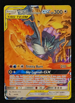 2019 Pokemon Hidden Fates Moltres & Zapdos & Articuno Tag Team GX #44/68 EX-NM - Image 1
