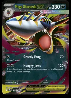 Mega Sharpedo ex 061/094 Double Rare Phantasmal Flames Pokemon NM - Image 1