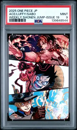 2025 ONE PIECE JAPANESE PROMOS MONKEY D. LUFFY/PORTGAS D. ACE/SABO PSA 9 - Image 1