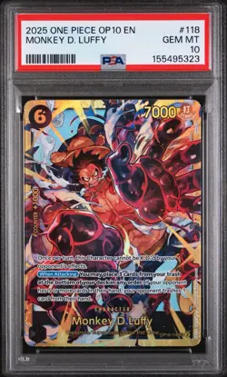 2025 One piece Op10 EN Monkey D Luffy #118 SEC PSA 10 - Image 1