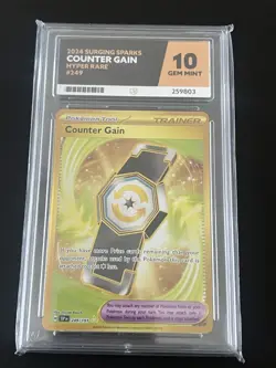 ‘ ACE 10 ‘Pokemon TCG - 249/191 Counter Gain Hyper Rare Surging Sparks Gem Mint - Image 2