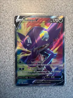 Pokemon TCG Sableye v Sword & Shield Base Set Holo Card 194/202 Full Art - Image 1