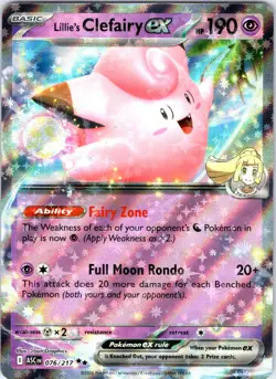Lillie's Clefairy ex 076/217 Double Rare Ascended Heroes Pokemon Holo Near Mint - Image 1