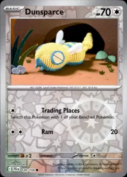 Pokemon Dunsparce Common Reverse Holo JTG 120/159 NM - Image 1
