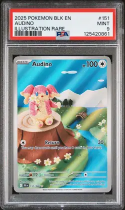 2025 Pokemon Black Bolt #151 Audino Illustration Rare PSA 9 MINT Trusted Seller! - Image 1