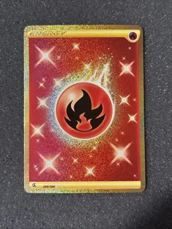 Pokemon TCG Fire Energy Fusion Strike 284/264 Holo Secret Rare - Image 1