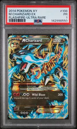 2014 POKEMON XY FLASHFIRE ULTRA RARE #108 M CHARIZARD EX PSA 1 - Image 1
