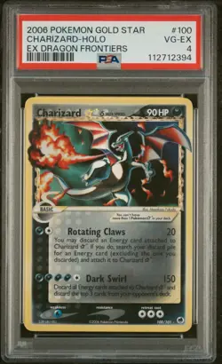 Pokemon Charizard Gold Star 100/101 PSA 4 EX Dragon Frontiers Holo Rare 2006 - Image 1