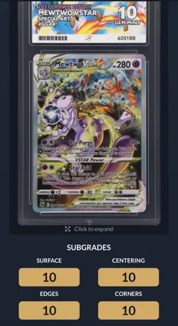 Mewtwo VSTAR GG44/GG70 - Pokemon TCG - SWSH Crown Zenith - ACE 10 Perfect Subs - Image 5