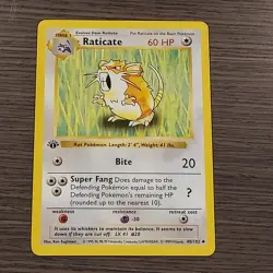 Raticate 40/102 1st Edition Base Set Shadowless Pokemon Card Nice! - Image 1