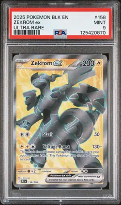 2025 Pokemon Black Bolt #158 Zekrom EX Ultra Rare PSA 9 Card MINT Trusted Seller - Image 1