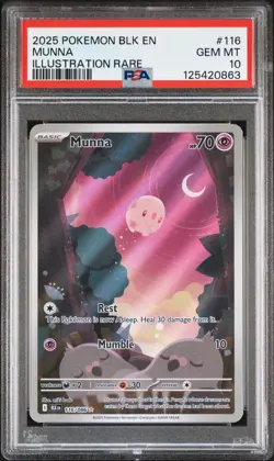 2025 Pokemon Black Bolt # 116 Munna Illustration Rare PSA 10 Card GEM MINT! - Image 1