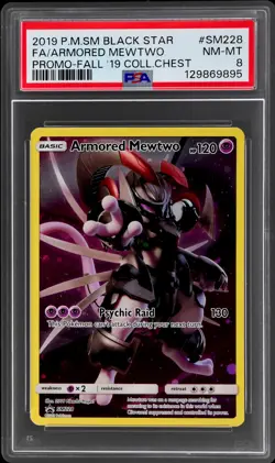 2019 Pokemon Sun And Moon Black Star Promos Armored Mewtwo #SM228 PSA 8 NM-MT - Image 1