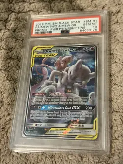 PSA 10 2019 Pokemon Sun & Moon Mewtwo & Mew GX #SM191 Black Star F.A Promo - Image 1