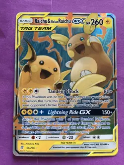Pokemon Raichu & Alolan Raichu GX SM11 54/236 NM Holofoil Ultra Rare - Image 1