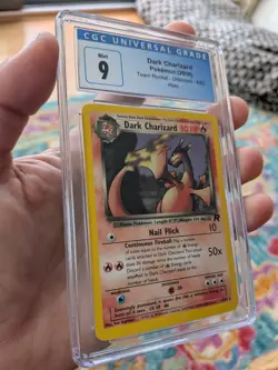 CGC 9 MINT Pokemon Team Rocket Holo Dark Charizard 4/82 SWIRL 2000 Unlimited - Image 4