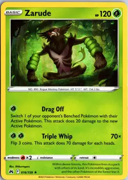 Zarude 016/159 Holo Rare Crown Zenith Pokemon Holo Near Mint - Image 1
