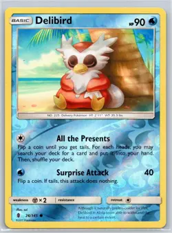 Delibird 26/145 C Guardians Rising Reverse Holo LP Pokemon - Image 1