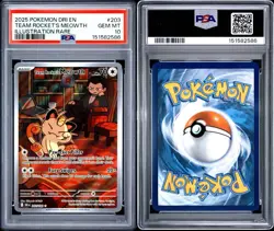 Pokemon Team Rocket’s Meowth 203/182 Illustration Rare Destined Rivals - PSA 10 - Image 3