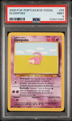 Pokemon Fossil Slowpoke 55/62 Portuguese Unlimited PSA 9 (POP 2 / No Higher) - Image 1