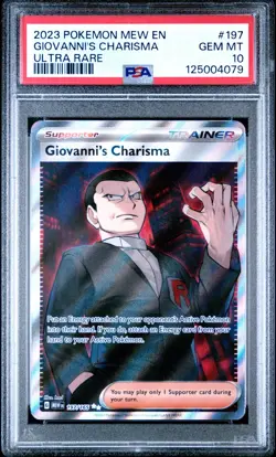PSA 10 Giovanni's Charisma 197/165 MEW EN 151 Full Art Pokemon Card - Image 1