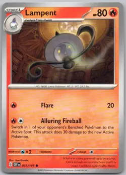 Lampent 037 Obsidian Flames Normal Fire Pokemon Card NM - Image 1