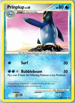 Pokemon Card - Prinplup 59/127 Platinum Uncommon Moderately Played - Image 1