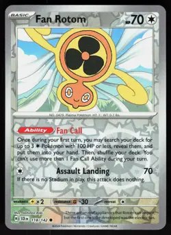Fan Rotom 118/142 Common Stellar Crown Pokemon Reverse Holo Near Mint - Image 1