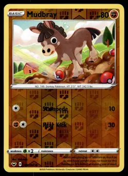 MUDBRAY - 105/202 Common Sword & Shield Pokemon Reverse Holo NM - Image 1